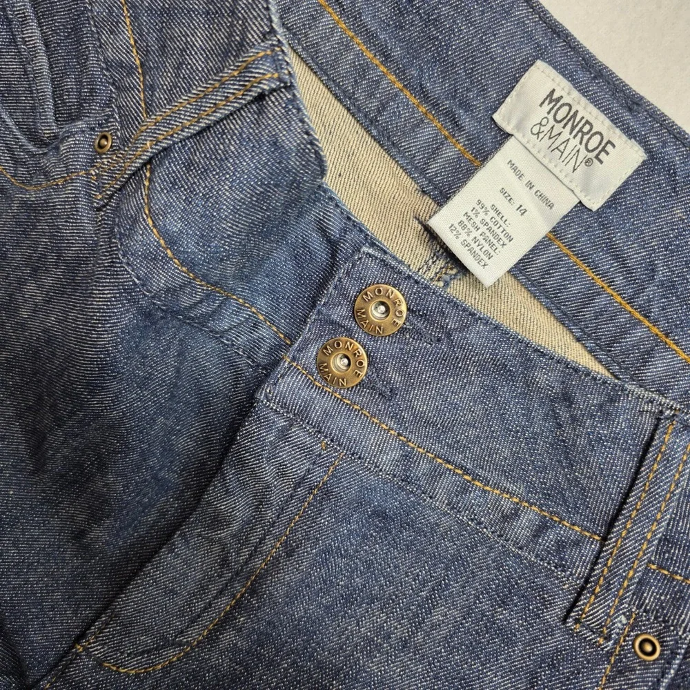 Monroe & Main Wide Leg Jeans Womens 14 Dark Wash Denim High Rise Trouser Pants